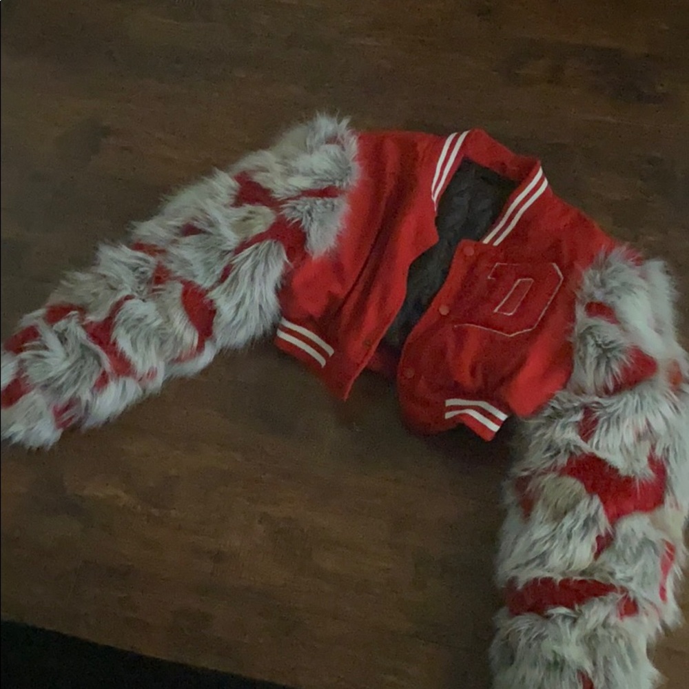 T Dionne Fur varsity jacket